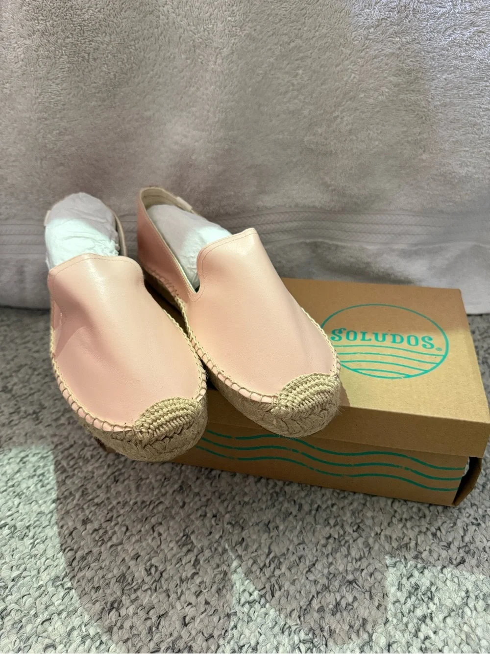 Soludos Blush Pink Leather Espadrille Flats